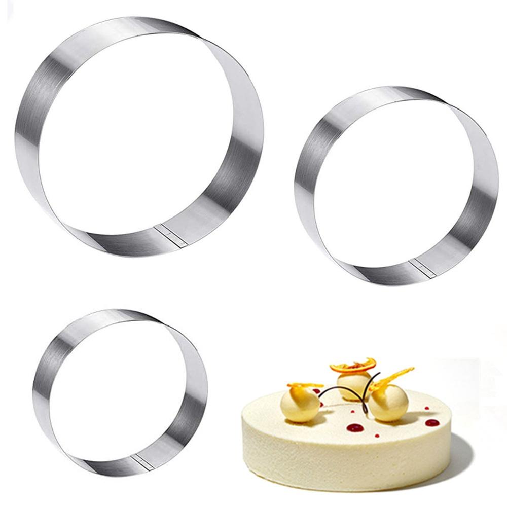 Round Mousse Ring 3Pcs Cookie Ring for Cake Muffins Crumpets Stainless Steel Baking Ring Mold 