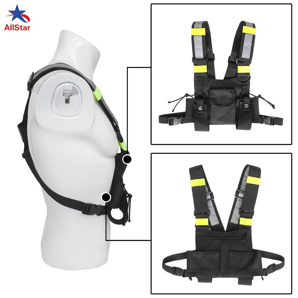 Radio Arnés De Pecho Plataforma Bolsa De Bolsillo Pack Funda Chaleco Para 2 Vías Walkie Talkie