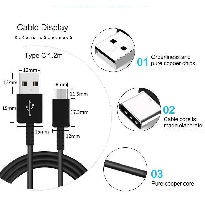 Image of Samsung Galaxy S21 ULTRA Note 20 10 PLUS S9 S8 S8 A5 9 Cargador Rápido + Cable USB Tipo c Carga De Datos #4