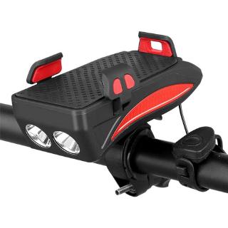 Image of thu nhỏ 4 en 1 Luz Bicicleta Recargable por USB, Linterna LED de bicicleta impermeable Luces nocturnas con Bocina de aire de bicicleta, soporte para teléfono y banco de energía, luz delantera de seguridad para ciclistas con fácil instalación #1