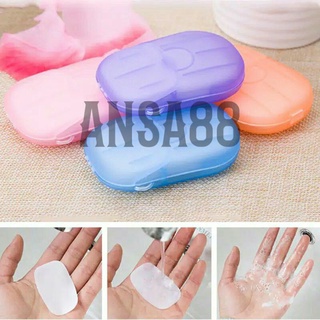 Image of Contenido de jabón de papel 20 jabón portátil para lavar manos viajando mini jabón de lavado de manos