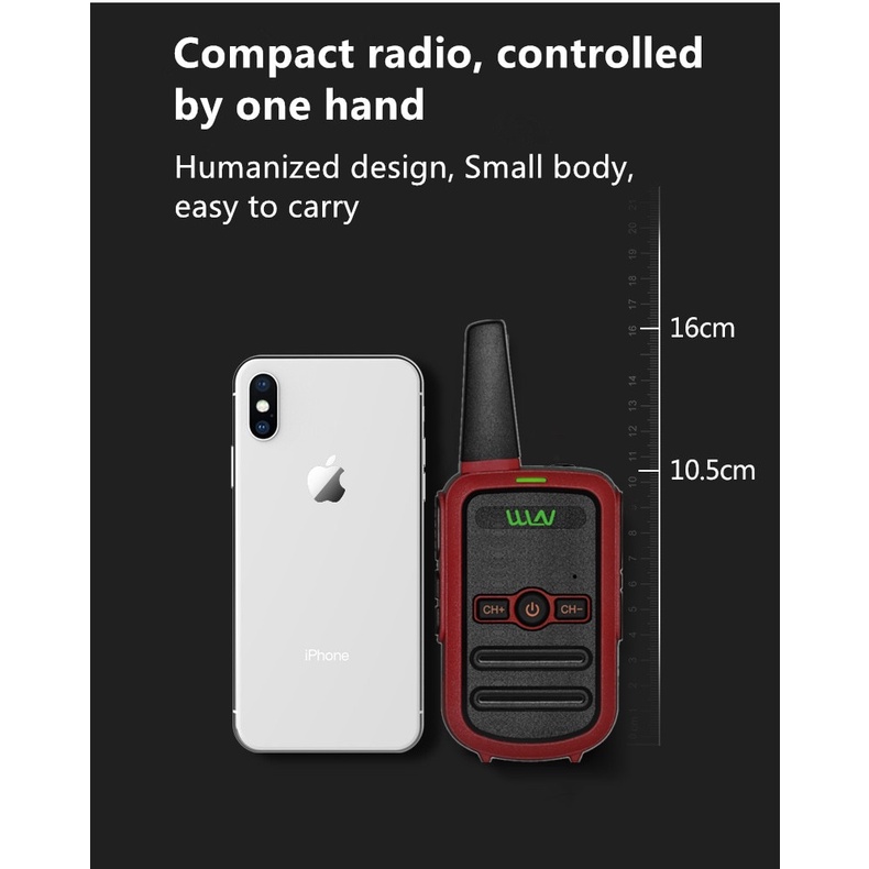 Image of 2pcs wln kd-c52 mini walkie talkie uhf 400-470mhz recargable de dos vías radio #3