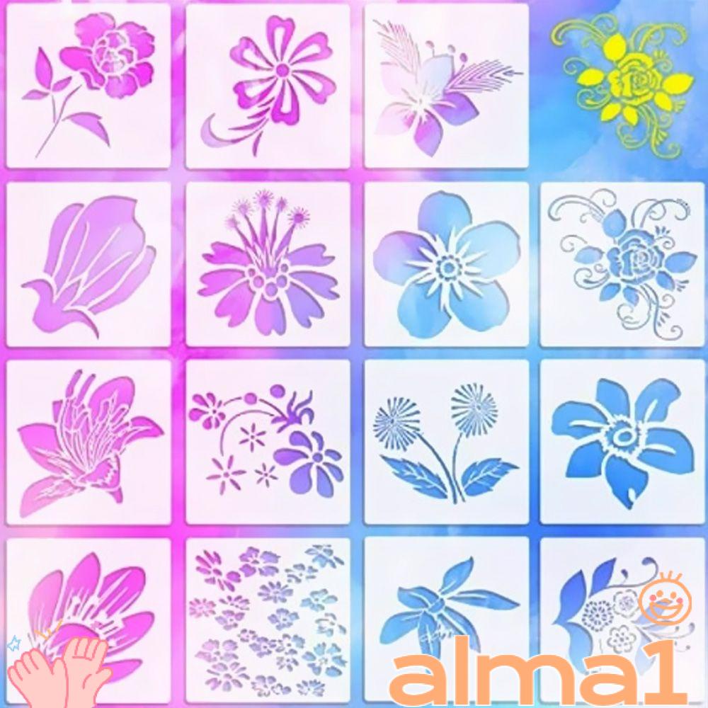 ALA 9/15 Piezas Flor Mariposa Plantilla Álbum Decorativo Patrón De Flores Pared Decoración Del Hogar Arte Plantillas Para Pintar #4