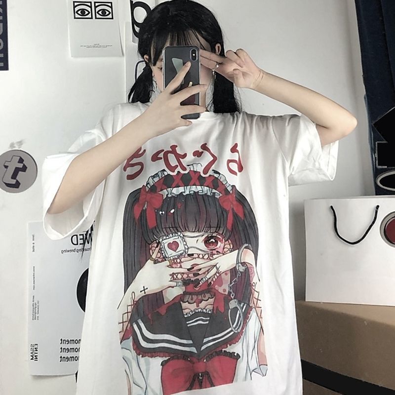 Camiseta Gótica Anime Harajuku Estética Mujer Ropa Verano E Girl Camisetas De Manga Corta 2021 Y2k Top | Shopee Colombia