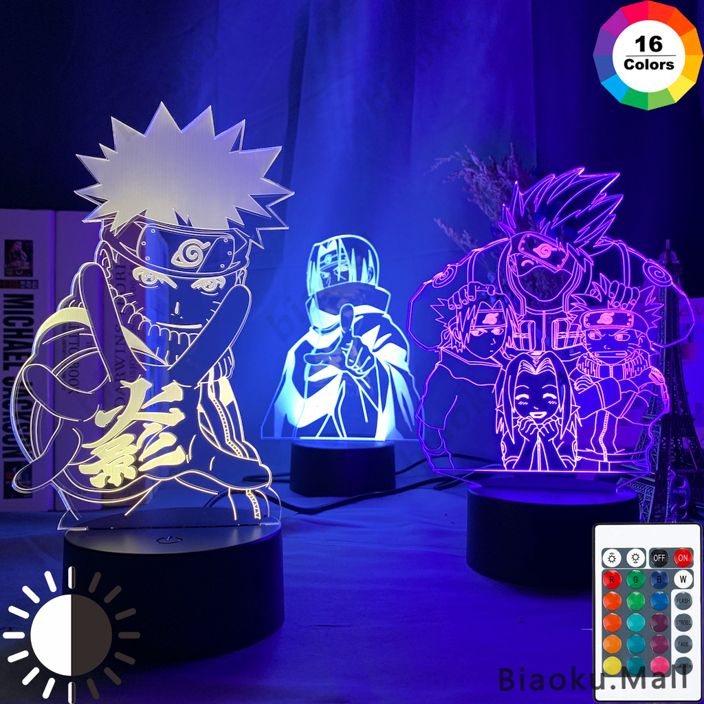Uzumaki Naruto mesa lámpara 3d LED lámpara de lectura luz nocturna mesa de noche lámpara 7 color 
