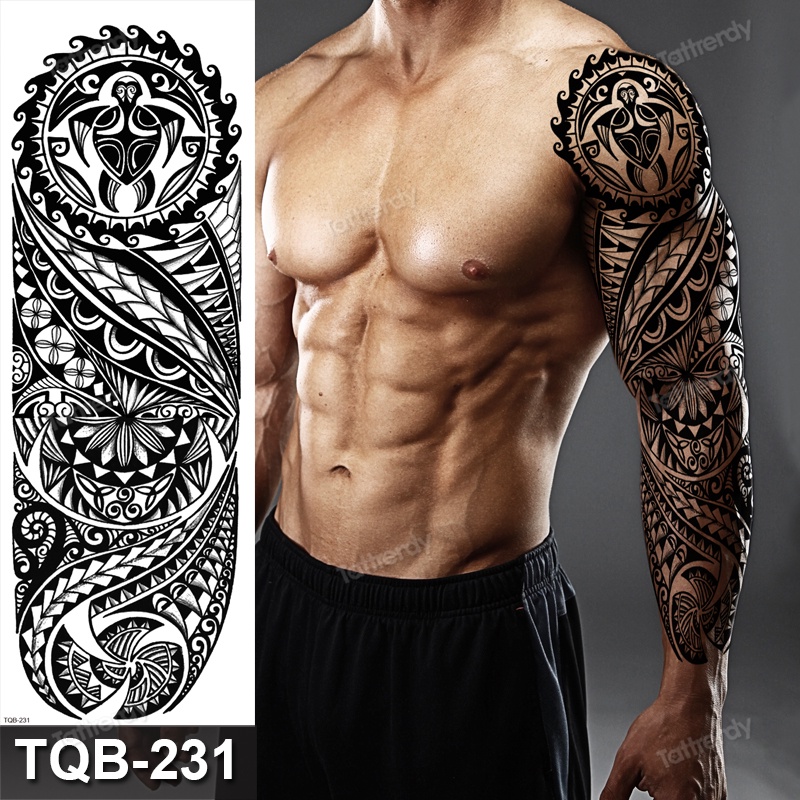 Tatuaje Temporal De Brazo Completo Máquina De henna Negra animal Tigre Manga Calavera De León Impermeable Grande