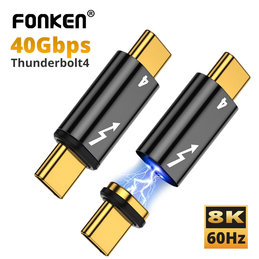Adaptador Fonken Thunderbolt 4 40Gbps USB C 8K @ 60Hz 100W 5A A Tipo Convertidor De Carga Rápida Mini De Datos