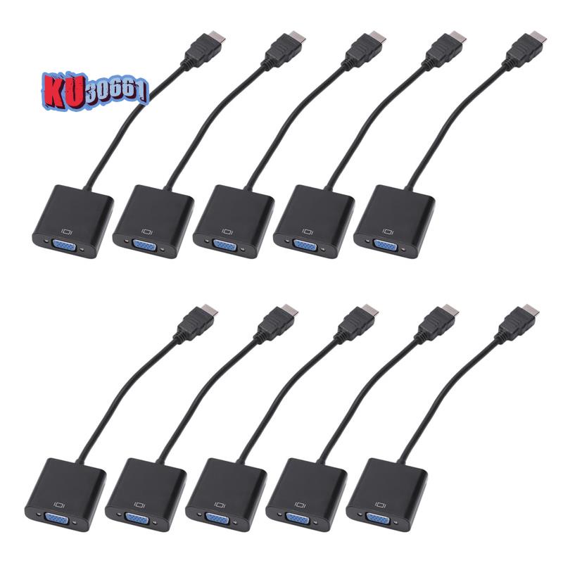 10X HDMI A VGA Macho RGB Hembra Convertidor De Vídeo Adaptador Cable 1080P Para PC (Negro) #2