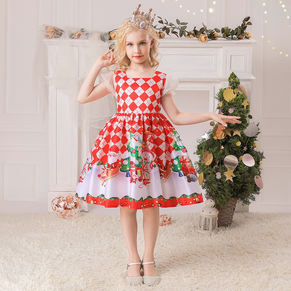 Las Niñas De Navidad DressFashion Año Nuevo Otoño De Dibujos Animados Santa  Claus Ropa De Niños Casa Fiesta 3-8 Años | Shopee Colombia
