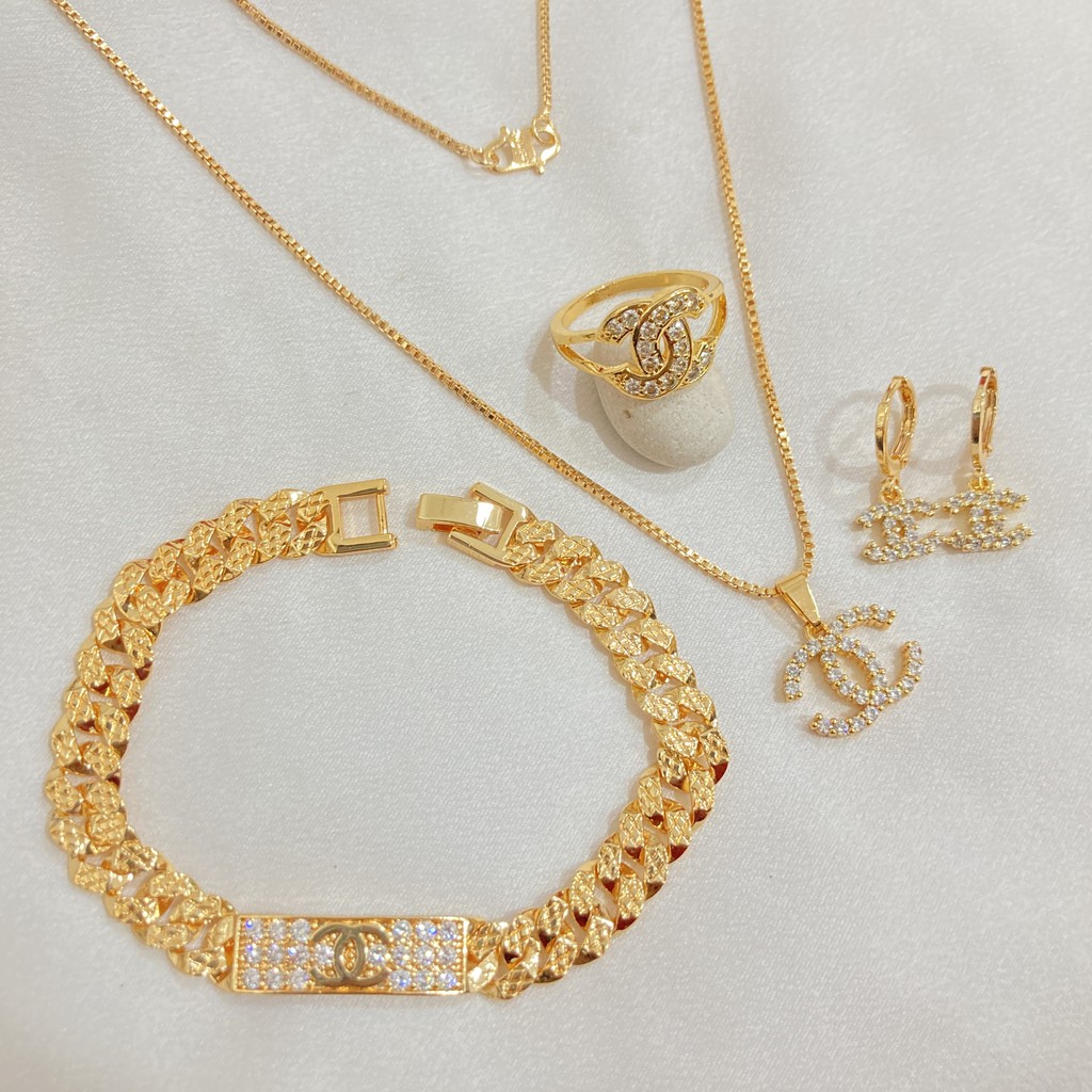 Dempsey Permitirse vestir Conjuntos de joyas de mujer chapados en oro accesorios de joyería de 18  quilates | Shopee Colombia