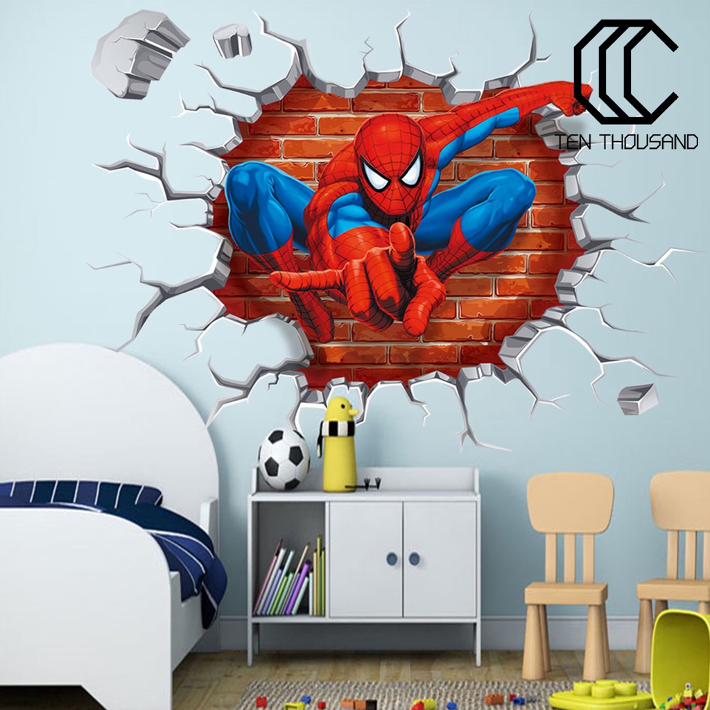 Diez) Pegatina De Pared De Dibujos Animados 3D Efecto Spiderman Decorativa  Decoración De La Para El Hogar Para Habitaciones De Niños | Shopee Colombia