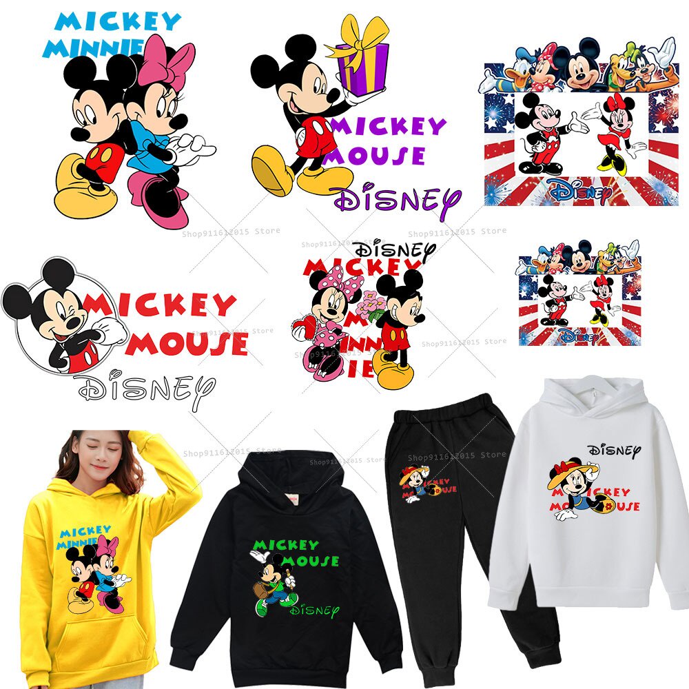 Image of Mickey Minnie DIY Transferencia De Calor Ropa Pegatina Disney Plancha En Parche Bebé Disfraz Decoración Lindo Dibujos Animados Camisa Parches #0