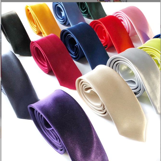 Para Hombres Corbata Lazos de Color sólido liso de satén Ceñido Ajustado Cuello Fino Smart Fiesta Boda 