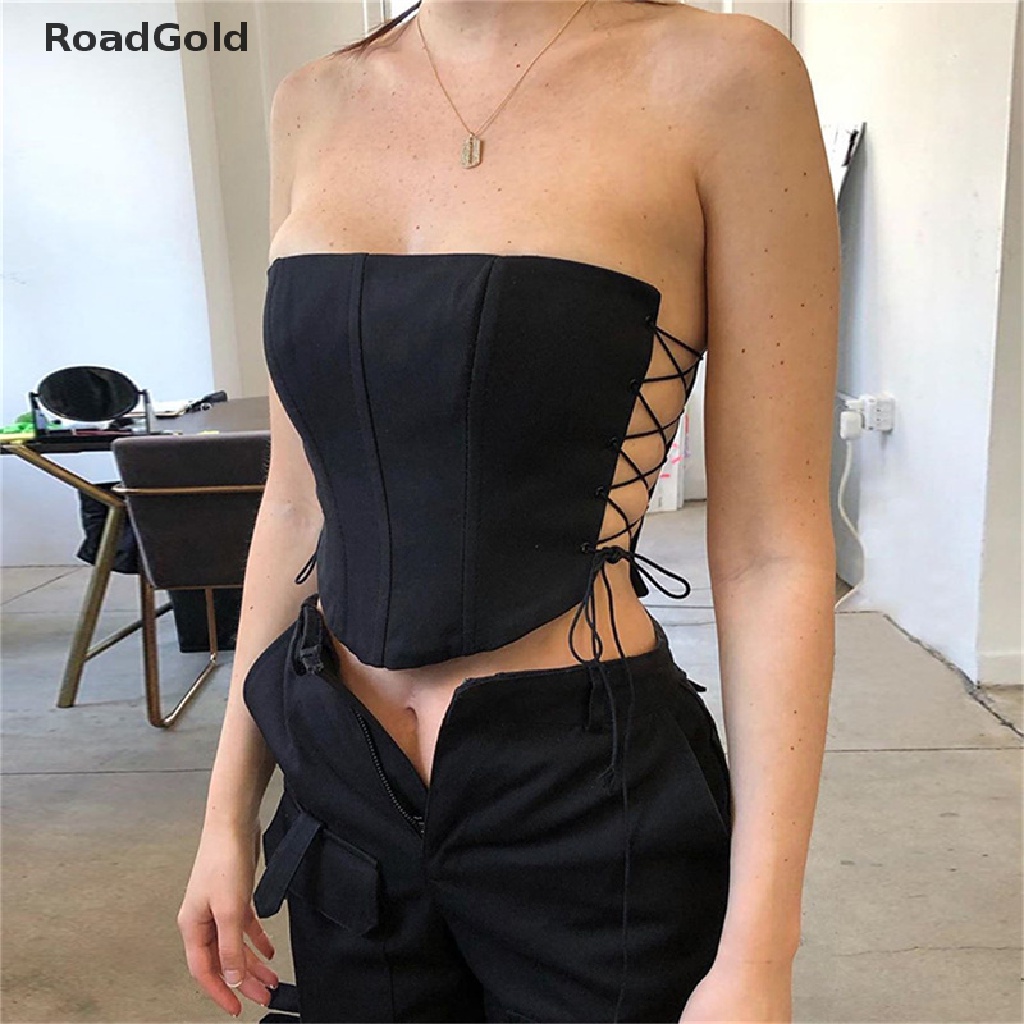 lace up strapless top