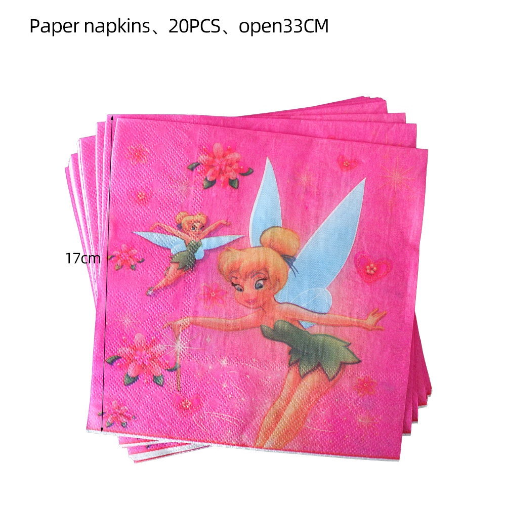 Image of softcloud disney tinkerbell pequeño hada tema feliz cumpleaños decoración conjunto banderas ballon pequeño hadas tema fiesta suministros niños niños favores de cumpleaños #2