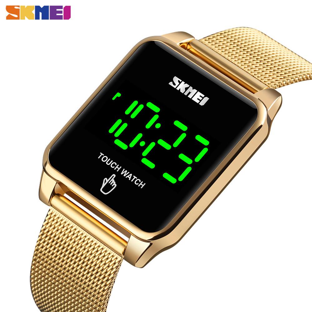 SKMEI LED Touch Watch Hombres Curvo Mirro Diseño Reloj De Pulsera Para Hombre Impermeable Acero Inoxidable Hora Moda Relojes Digitales (Sin Caja) #5