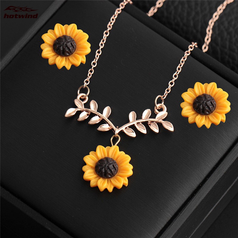 Set De aretes collar De Flores De girasol creativo a la Moda Para joyería  regalo | Shopee Colombia