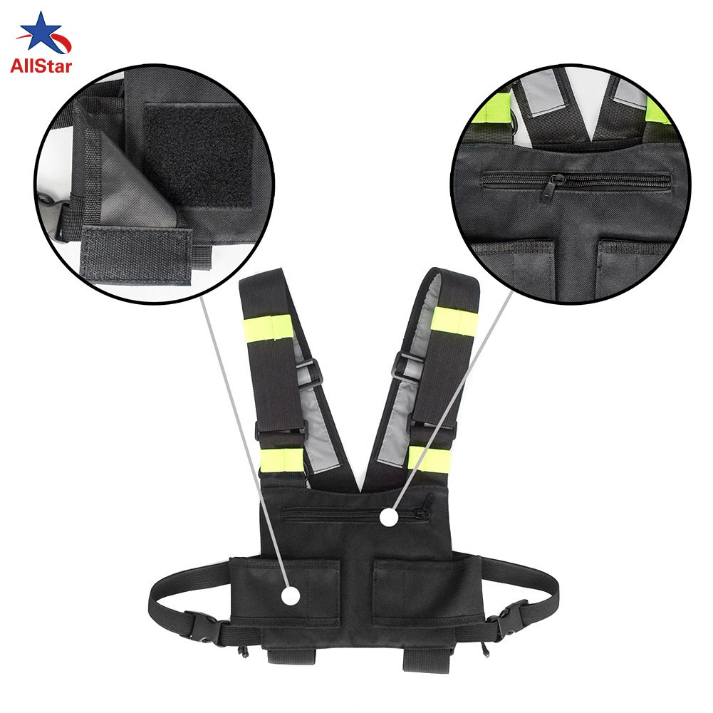 Radio Arnés De Pecho Plataforma Bolsa De Bolsillo Pack Funda Chaleco Para 2 Vías Walkie Talkie