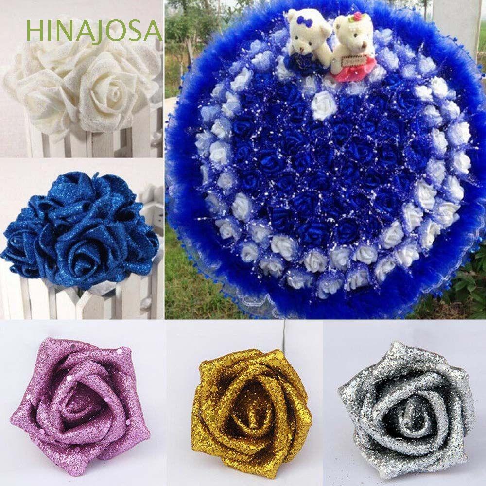 HINAJOSA 6cm Foam Roses DIY Artificial Flowers Artificial Roses Blue Roses  Bride Bouquet Wedding Party Decor with Glitter Powder 10pcs  Decoration/Multicolor | Shopee Colombia
