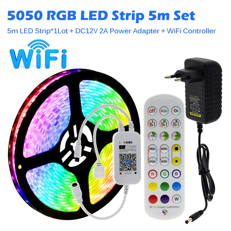 10M LED Flexible Strip 5050 SMD RGB Tape Light wifi Power By iPhone Android APP 