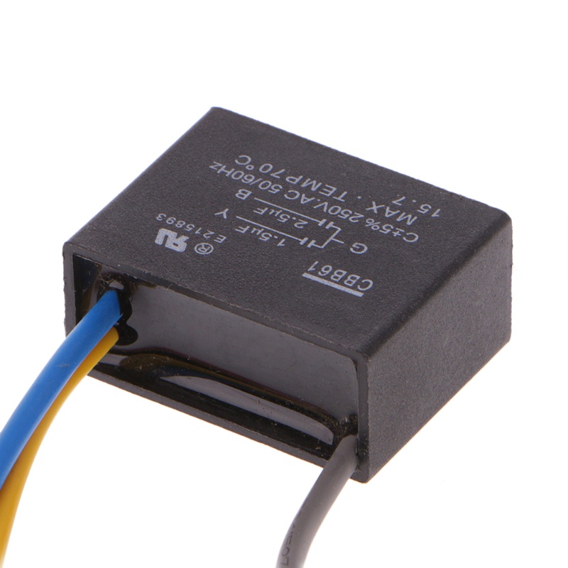 FXCO CBB61 Condensador para Ventilador de Techo CBB61, 1,5 uF + 2,5 uF 3, 250 V CA, 50/60 Hz Color Negro 