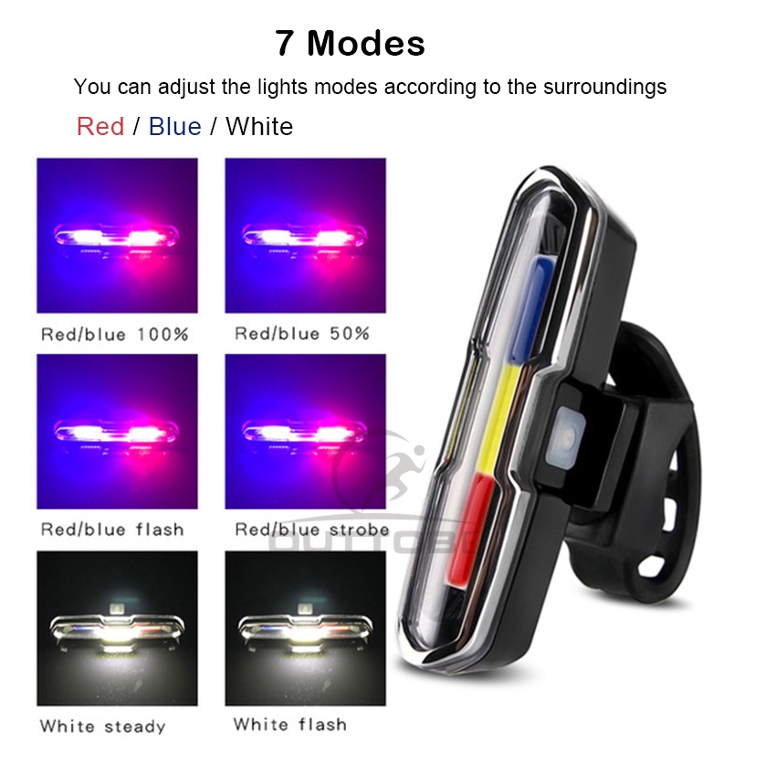 Outtobe Luz Trasera De Bicicleta LED De Freno USB Recargable Señales De Giro Lámpara De Ciclismo Casco Impermeable Para MTB Carretera