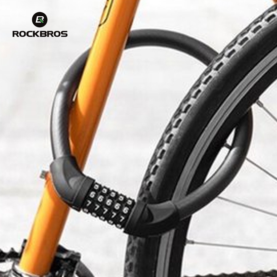 Image of Rockbros candado de bicicleta RKS502 negro anillo de bloqueo de bicicleta código combinación de bloqueo de 5 dígitos 40 cm de acero #1