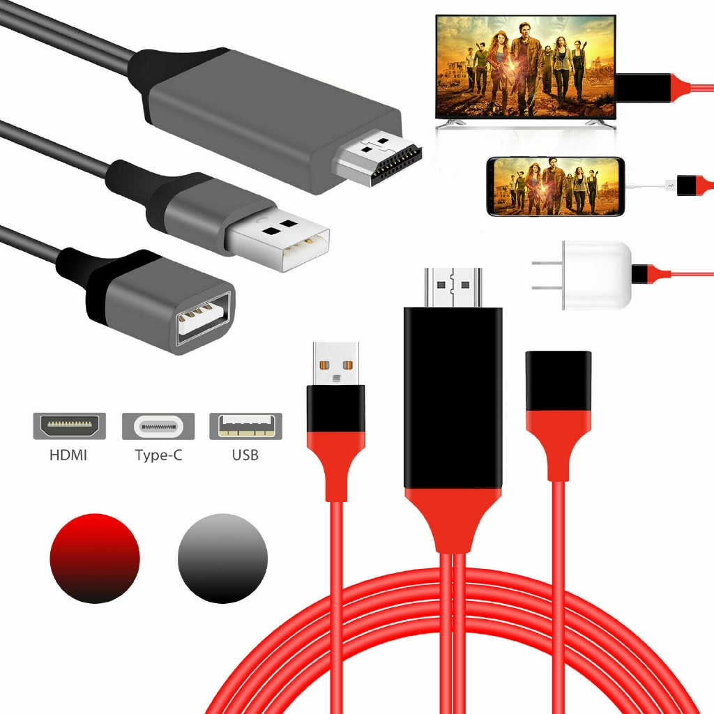Image of Cable USB tipo C a HDMI 6.6ft adaptador convertidor Cable de carga USB Ultra HD 4k HDTV Video para Samsung S10 S9 S8 Note 8 9 LG #1
