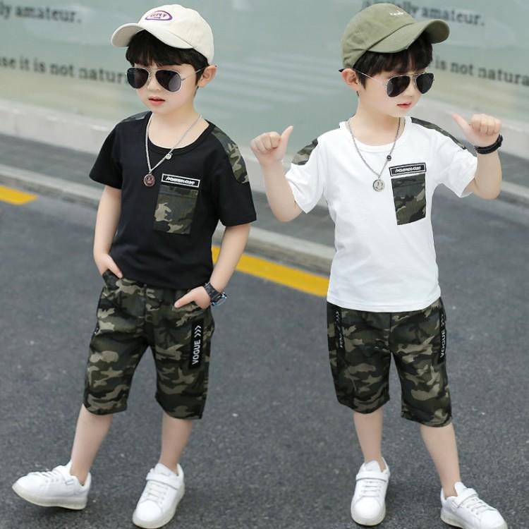 2 Piezas De Ropa De Camuflaje Para Niños , Camiseta De Manga Corta Pequeños  , Trajes Finos De Moda De Verano | Shopee Colombia