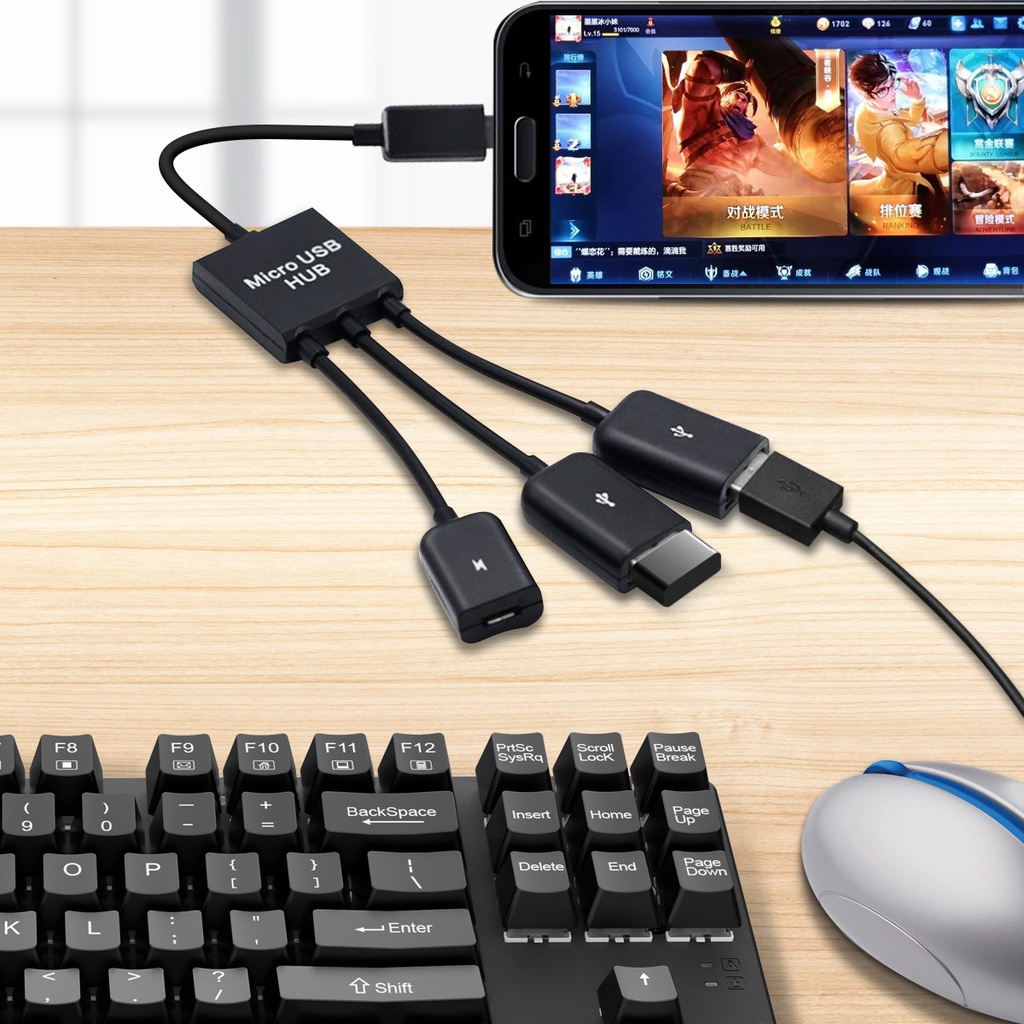 3 En 1 Micro USB OTG Adaptador De Cable De Teléfono Móvil Divisor HUB Para Xiaomi Samsung Datos Conector De Extensión