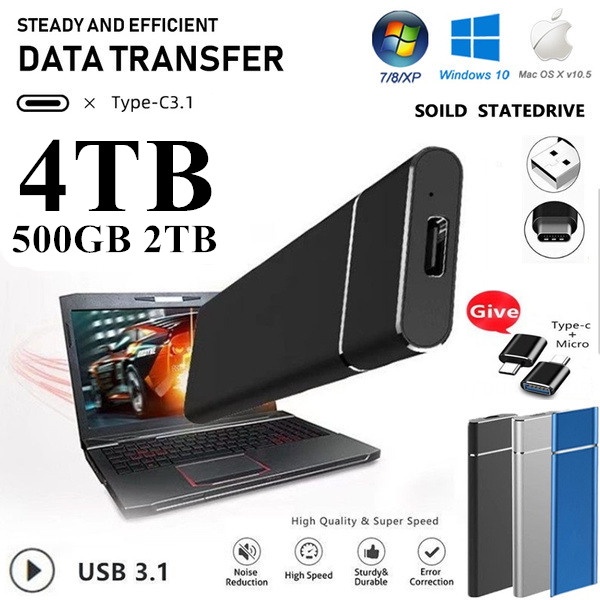 Disco Duro Externo SSD USB3.1 4TB/2TB/500G Discos Duros Externos De Estado Sólido Para Laptop #6