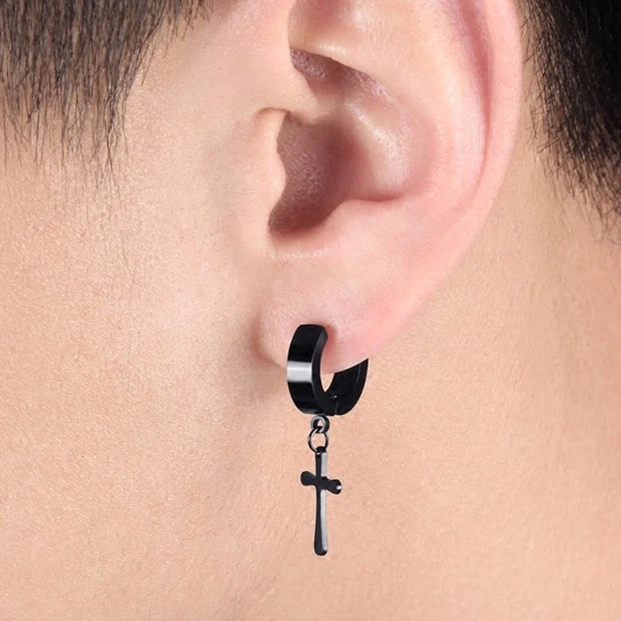 Piercing de cruz con Clip de acero inoxidable para hombre regalo marido - blanco #6
