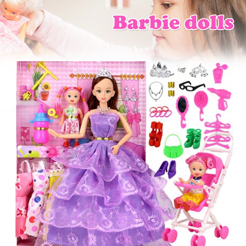 Juego De Munecas Barbie 58 Piezas Con 6 Vestido Y 1 Muneca De Bebe Reemplazable Princesa Casa De Juego Conjunto Kit De Juguete Para Ninas Ninos Shopee Colombia