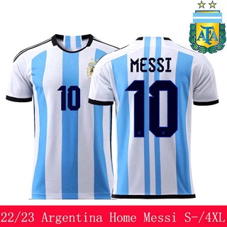 Image of Lindo 2022-2023 Copa Del Mundo Argentina Nacional De Casa Camiseta De Fútbol Messi Recuerdo Tee De Alta Calidad