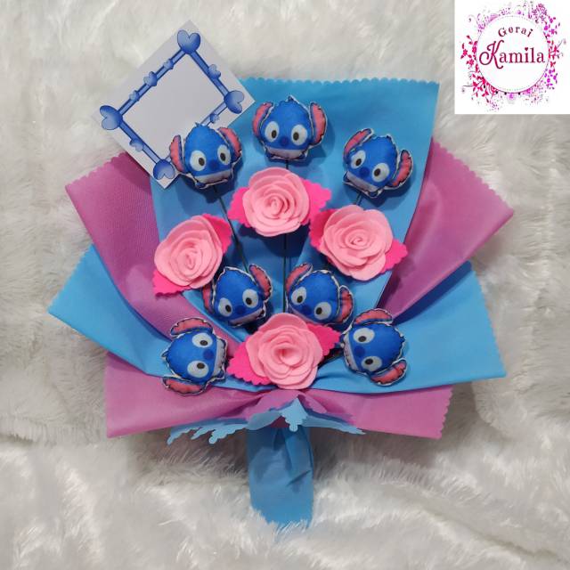 Ramo de flores de franela y muñeca Stitch regalo de cumpleaños (premio Wur)  | Shopee Colombia