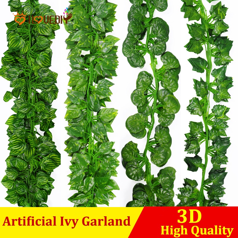 plantas colgantes de hoja de hiedra verde artificial enredadera vid decorativa de seda falsa flor vid guirnalda colgante/oficina, hotel, casa boda fiesta diy decoración de pared interior #4