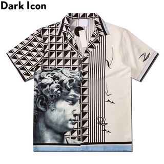 Oscuro icono impreso Polo de los hombres de verano Streetwear hombres camisas hawaianas hombre #7