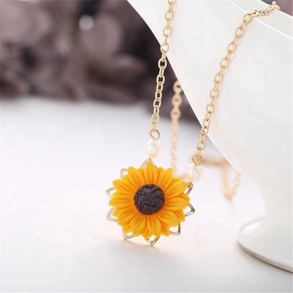 Collar De Cadena Con Colgante De Girasol De Perlas Para Mujer Joyería De  Fiesta | Shopee Colombia