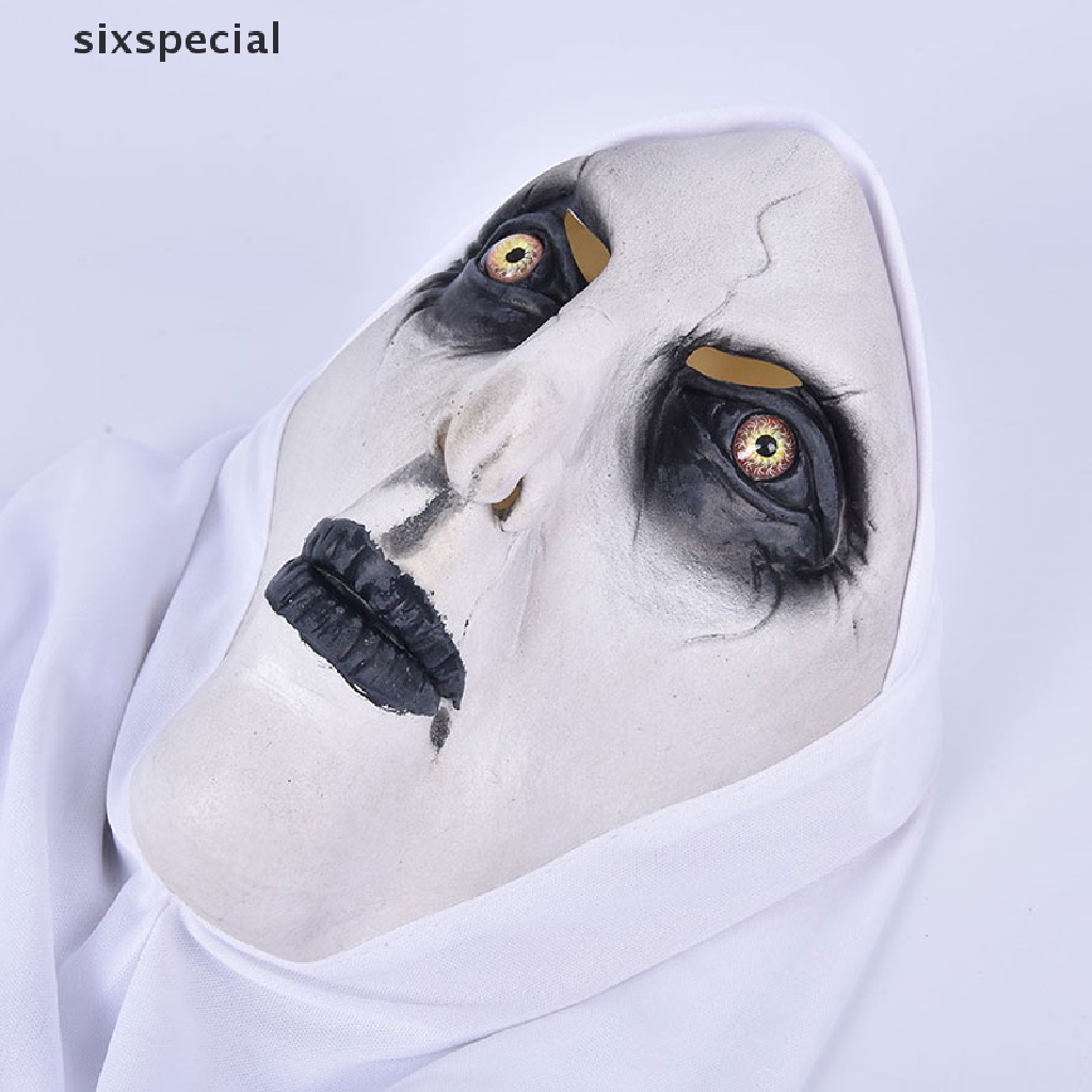 sixspecial La Máscara De Látex Monja Horror Scary w/Carf Valak Cosplay Para Disfraz De Halloween