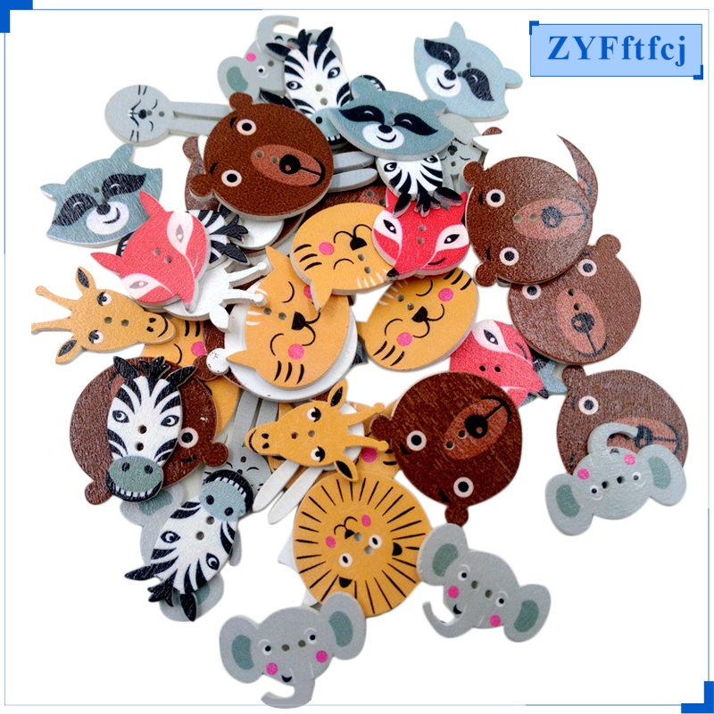 JE 50 piezas botones de coser de madera de dibujos animados de animales caracol 