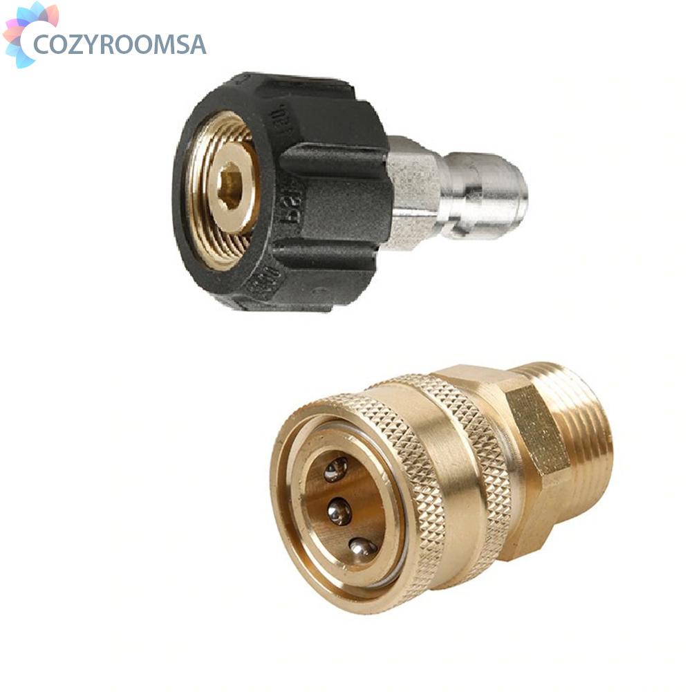 Juego de 2 adaptadores de manguera de lavado a presión M22 de 14 mm de rosca hembra a enchufe rápido de 3/8 pulgadas macho y enchufe rápido de 3/8 pulgadas hembra a M22 de 14 mm hembra 