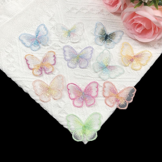 Image of Parches De Mariposa De Malla Bordada De 5 * 4 Cm Para Ropa DIY Accesorios De Clip Para El Cabello Hechos A Mano Para La Cabeza De Bebé #2
