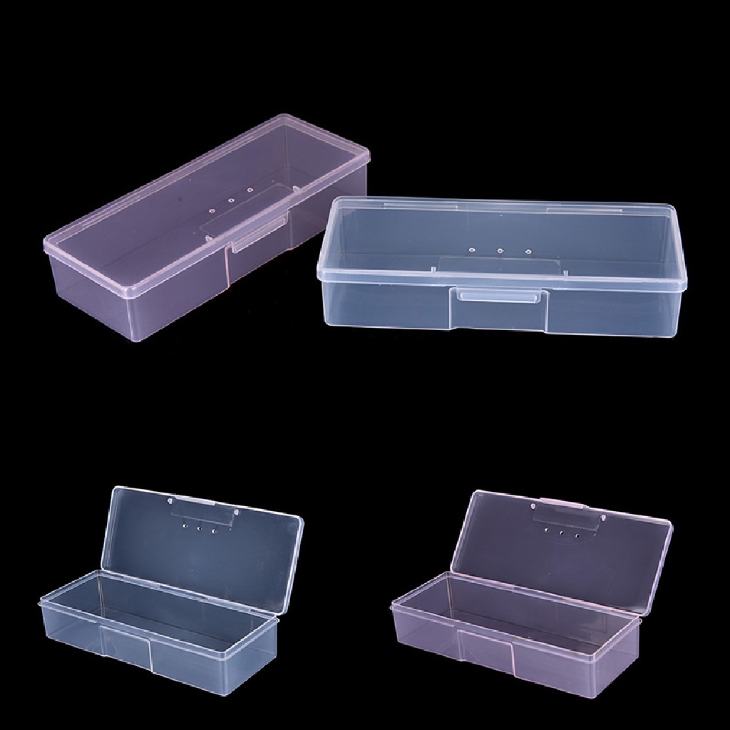 Plástico rectangular pequeña caja vacía Hogar Arte de Uñas herramientas Pincel Pluma Estuche DB 