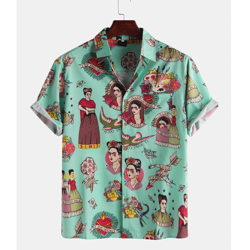 Camisas Para Hombres Hawaianas Para Hombre Geisha Japonesa Con Estampado Divertido Blancas Rosadas Camisa Casual De Vacaciones #9