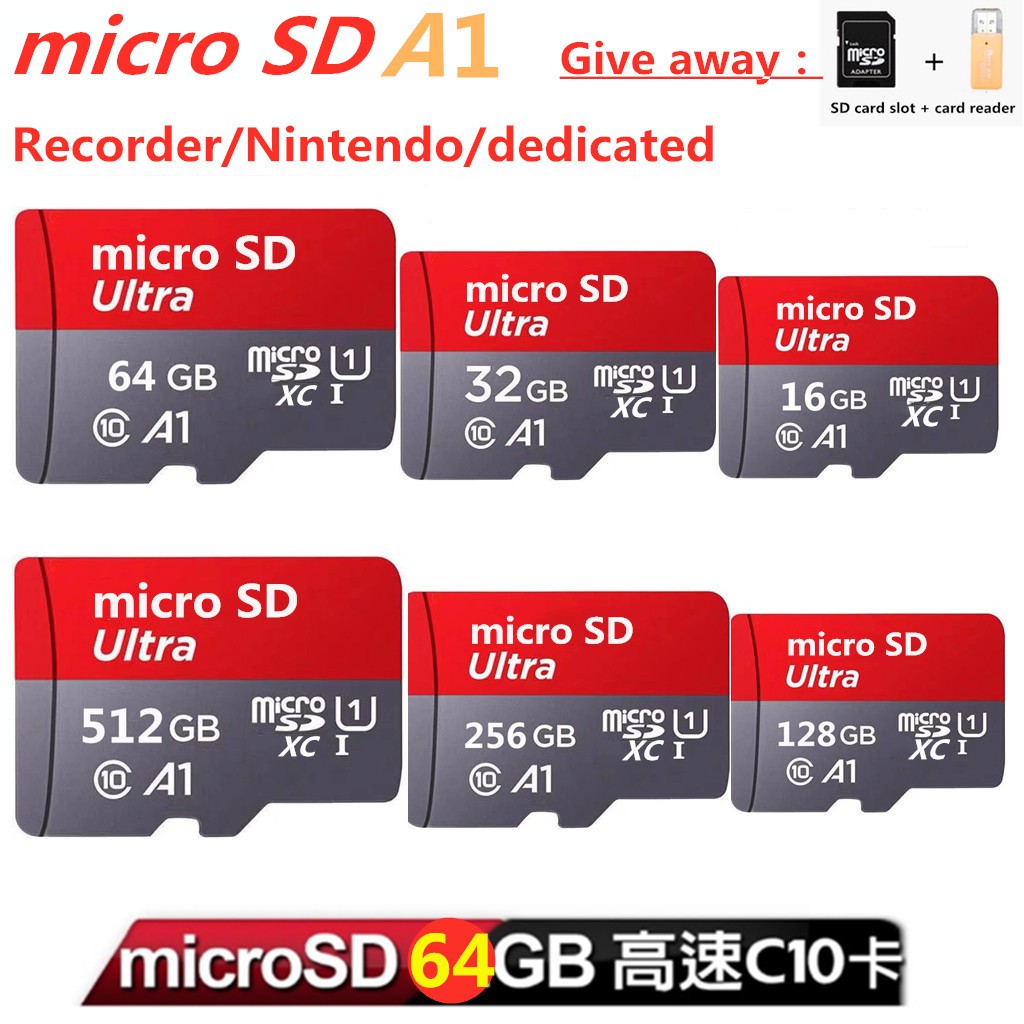64GB Ultra Microsd Clase 10 Tarjeta de memoria SD TF Adaptador Cámara Grabadora Dashcam 