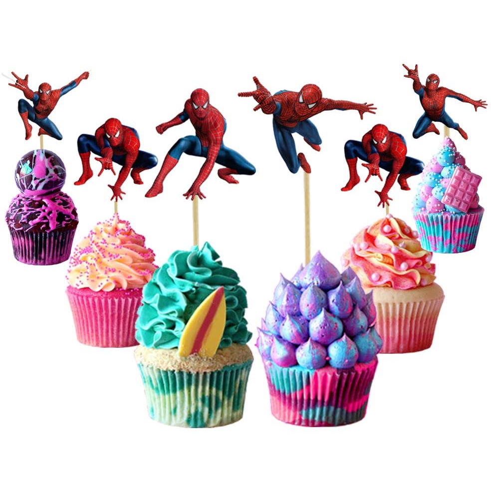 Juego de 24 ingredientes para cupcakes spiderman, spiderman, feliz  cumpleaños, decoración de tartas, adecuado para fans de spiderman, fiestas  de cumpleaños para niños | Shopee Colombia