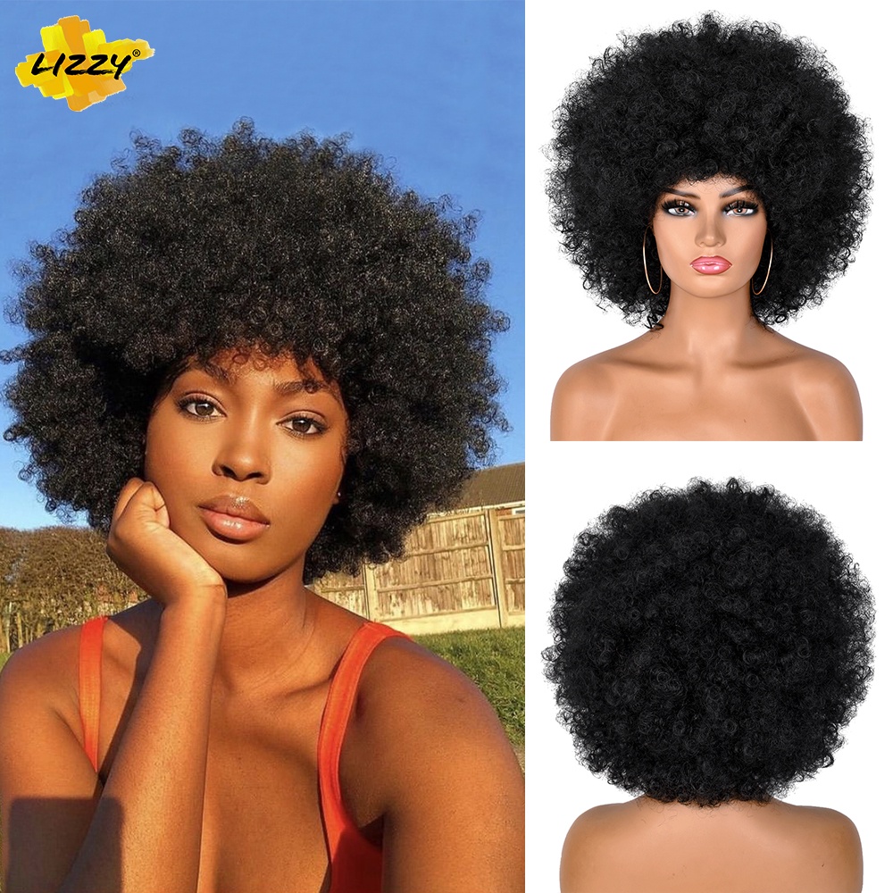 Corto Afro Rizado Pelucas Con Flequillos Para Bla Mujeres Africano Sintético Esponjoso Suave 99j Rojo Natural Sin Pegamento Peluca