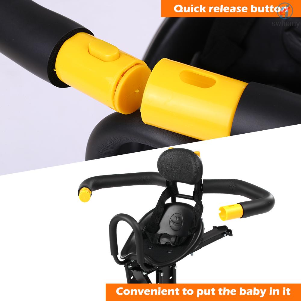 Seguridad Niño Asiento De Bicicleta Delantera Bebé Niños Sillín Con Pedales De Pie Apoyo Respaldo Para MTB De Carretera