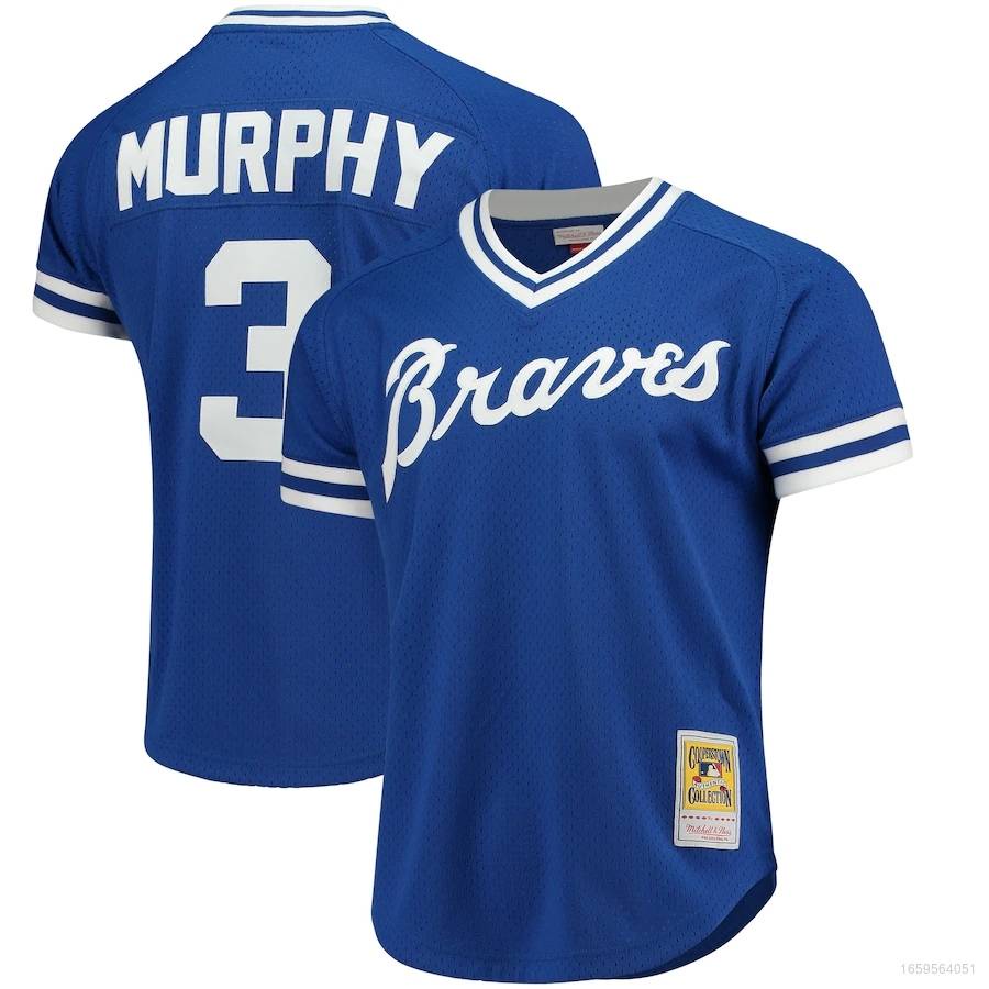 HQ1 Atlanta Braves Camisetas De Béisbol No . 3 Murphy Jersey Sports Tee Talla Grande Versión De Jugador Unisex QH1 #6