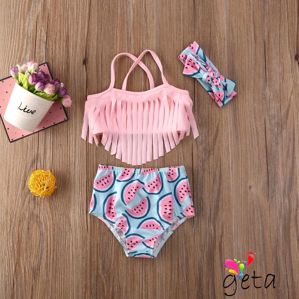 WBB-3PCS Traje Baño De Borla Para Recién Nacido Tops Sandía Lindo | Shopee Colombia